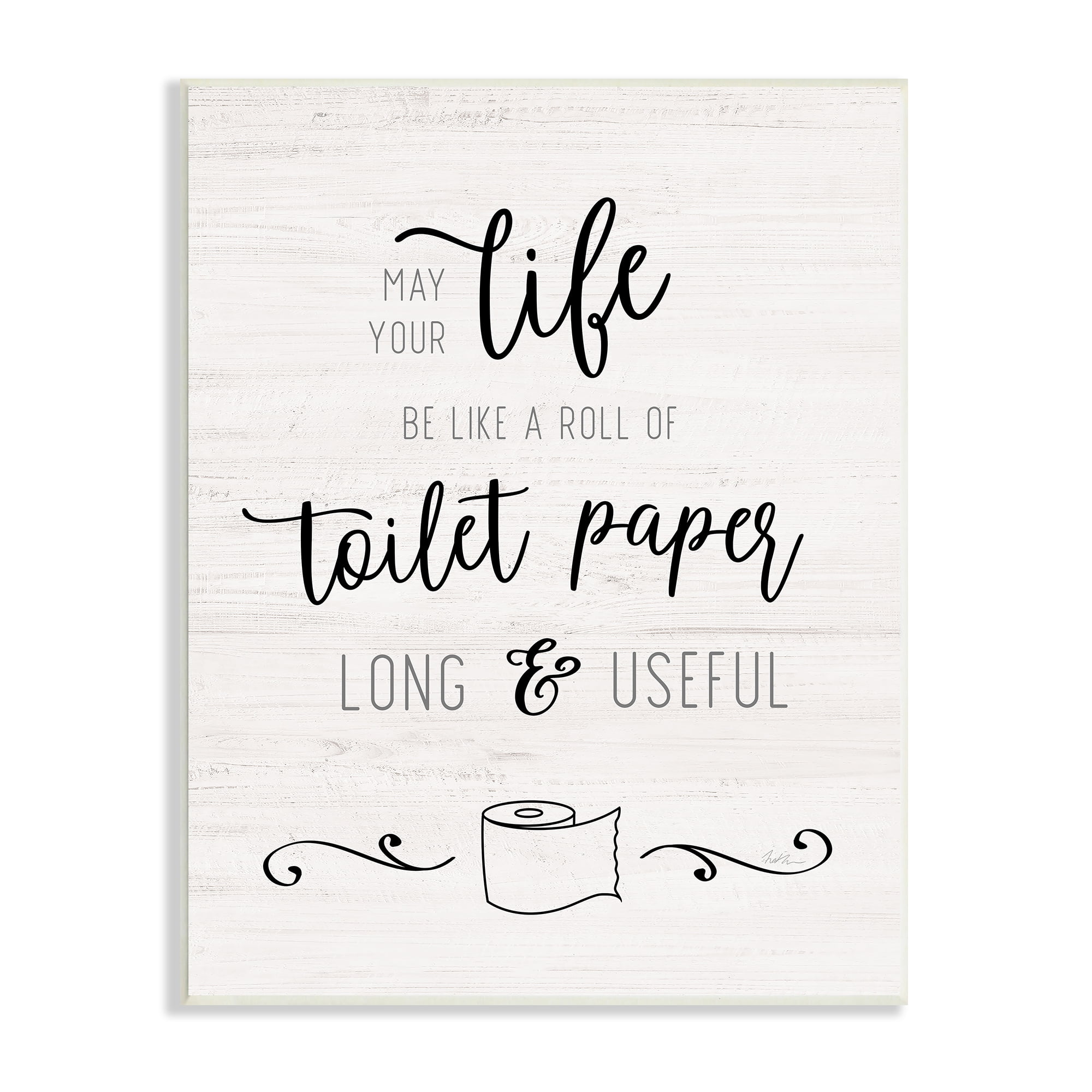 Stupell Industries Life Like Toilet Paper Roll Long and Useful Phrase, 13 x 19, Design by Natalie Carpentieri