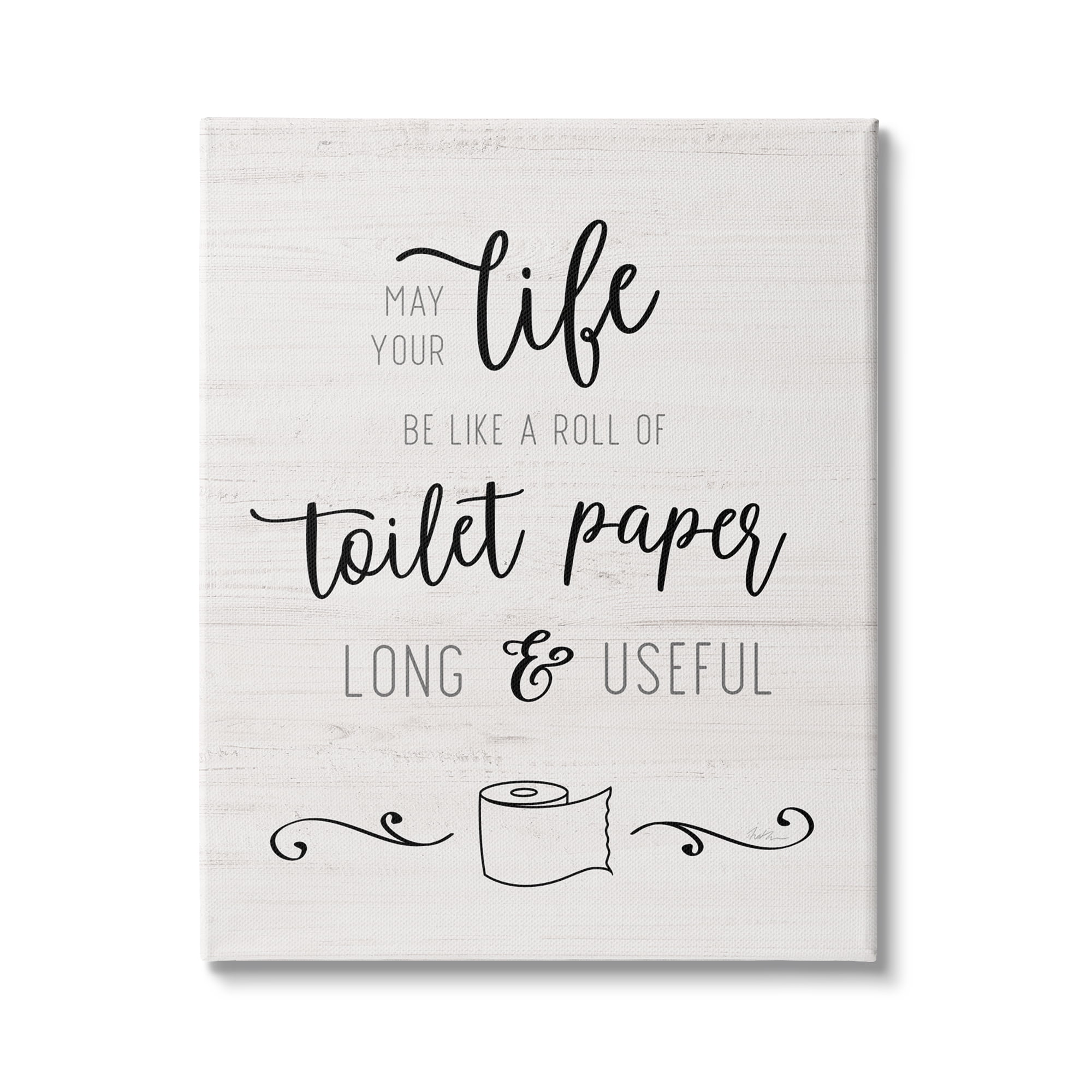 Stupell Industries Life Like Toilet Paper Roll Long and Useful Phrase, 36 x 48, Design by Natalie Carpentieri