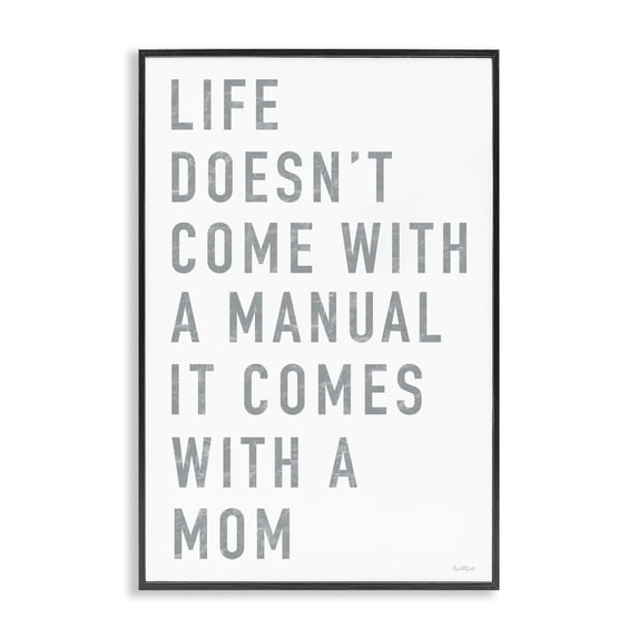 Stupell Industries Industrial Life Manual Is Mom Black Framed Giclee Art, 20 x 30, by Elizabeth Tyndall