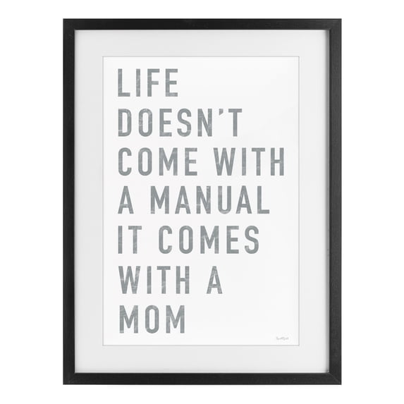 Stupell Industries Industrial Life Manual Is Mom Black Framed Print Under Glass, 17 x 23, by Elizabeth Tyndall
