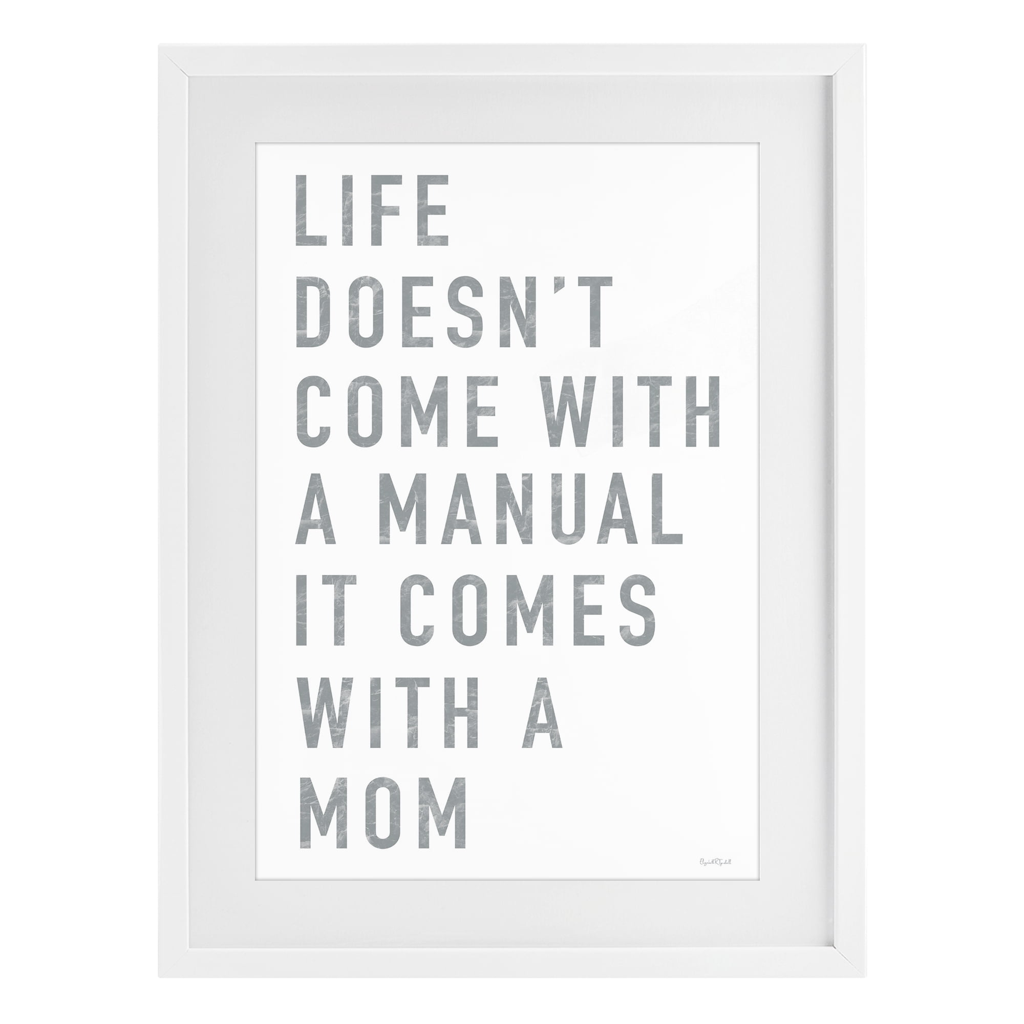 Stupell Industries Life Manual Is Mom White Framed Print Under Glass, design by Elizabeth Tyndall