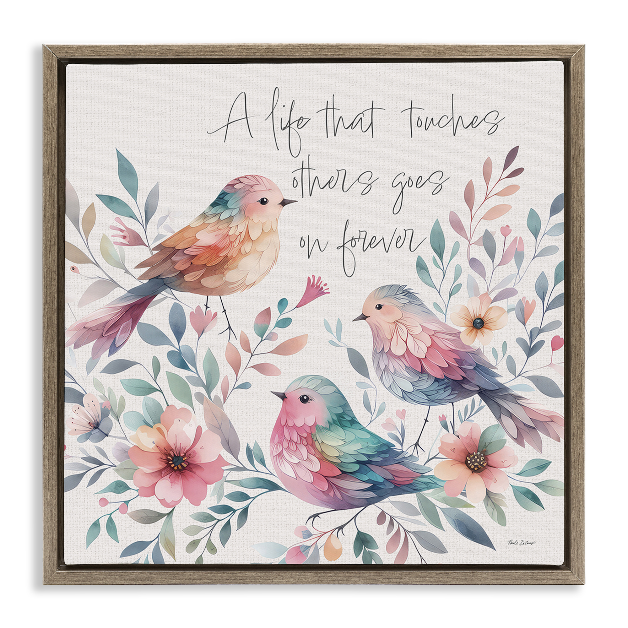 Stupell Industries Life That Touches Others Plants & Flowers Painting Brown Floater Framed Canvas Art Print Wall Art, 18 x 18