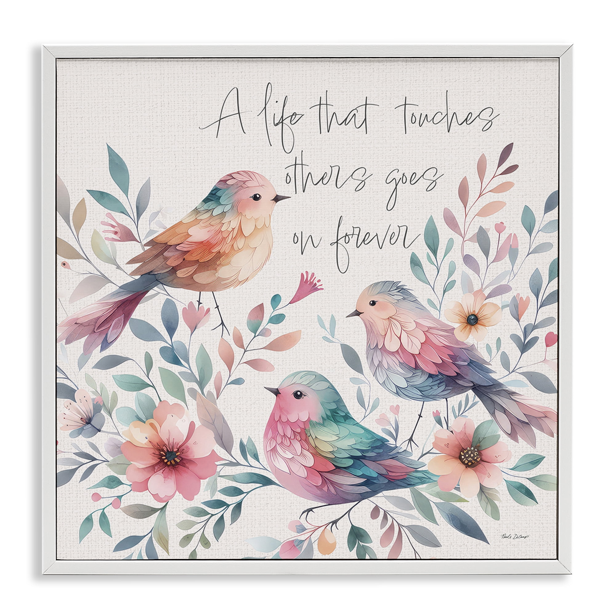 Stupell Industries Life That Touches Others Plants & Flowers Painting White Framed Art Print Wall Art, 24 x 24