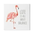 thumbnail image 1 of Stupell Industries Life is About Balance Motivational Phrase Pink Flamingo, 24 x 24,Design by Reesa Qualia, 1 of 7