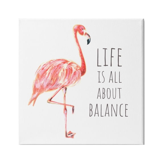 Stupell Industries Life is About Balance Motivational Phrase Pink Flamingo, 36 x 36,Design by Reesa Qualia