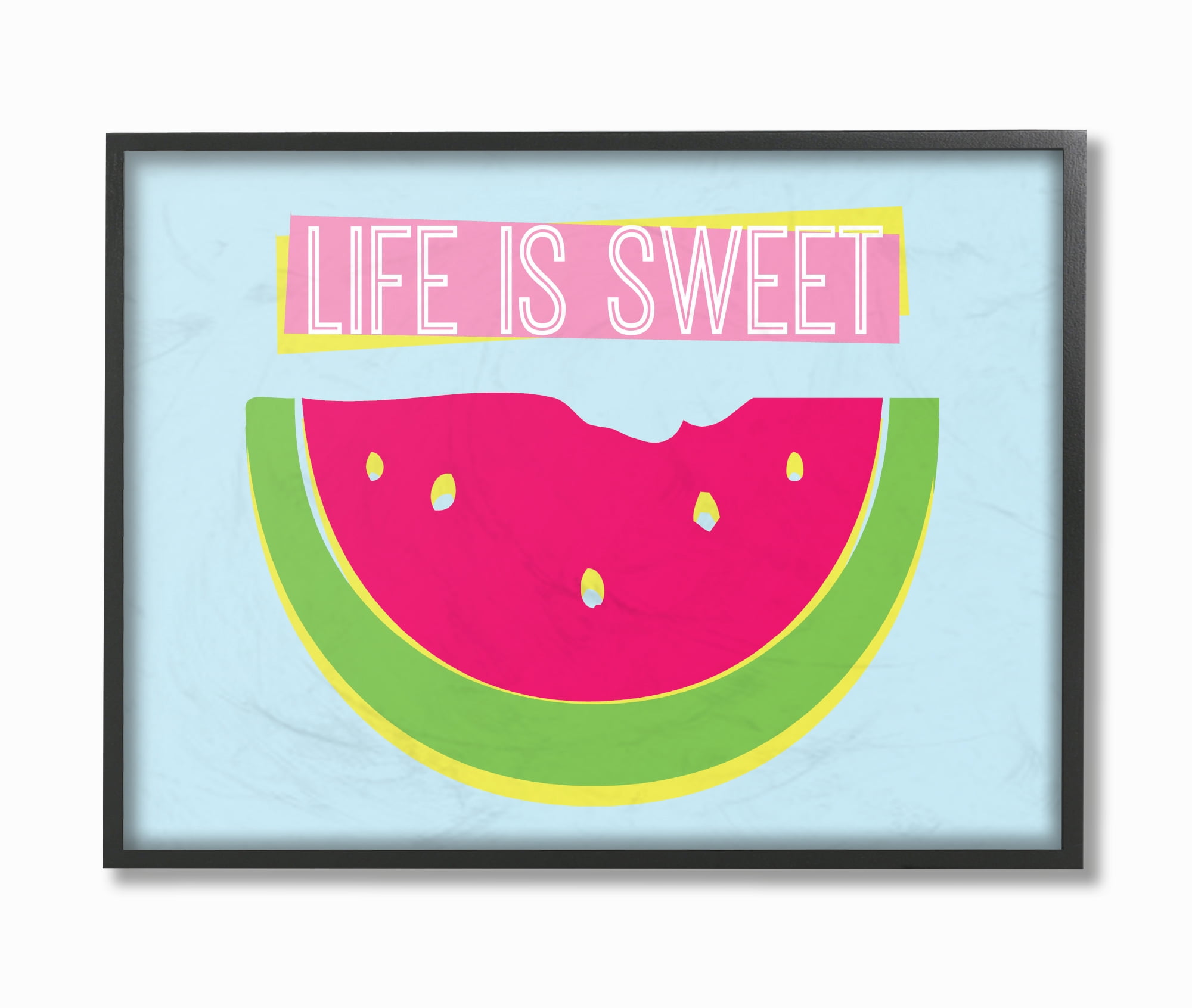 Stupell Industries Life is Sweet Watermelon Neon Novelty Painting Black Framed Art Print Wall Art, 16 x 20