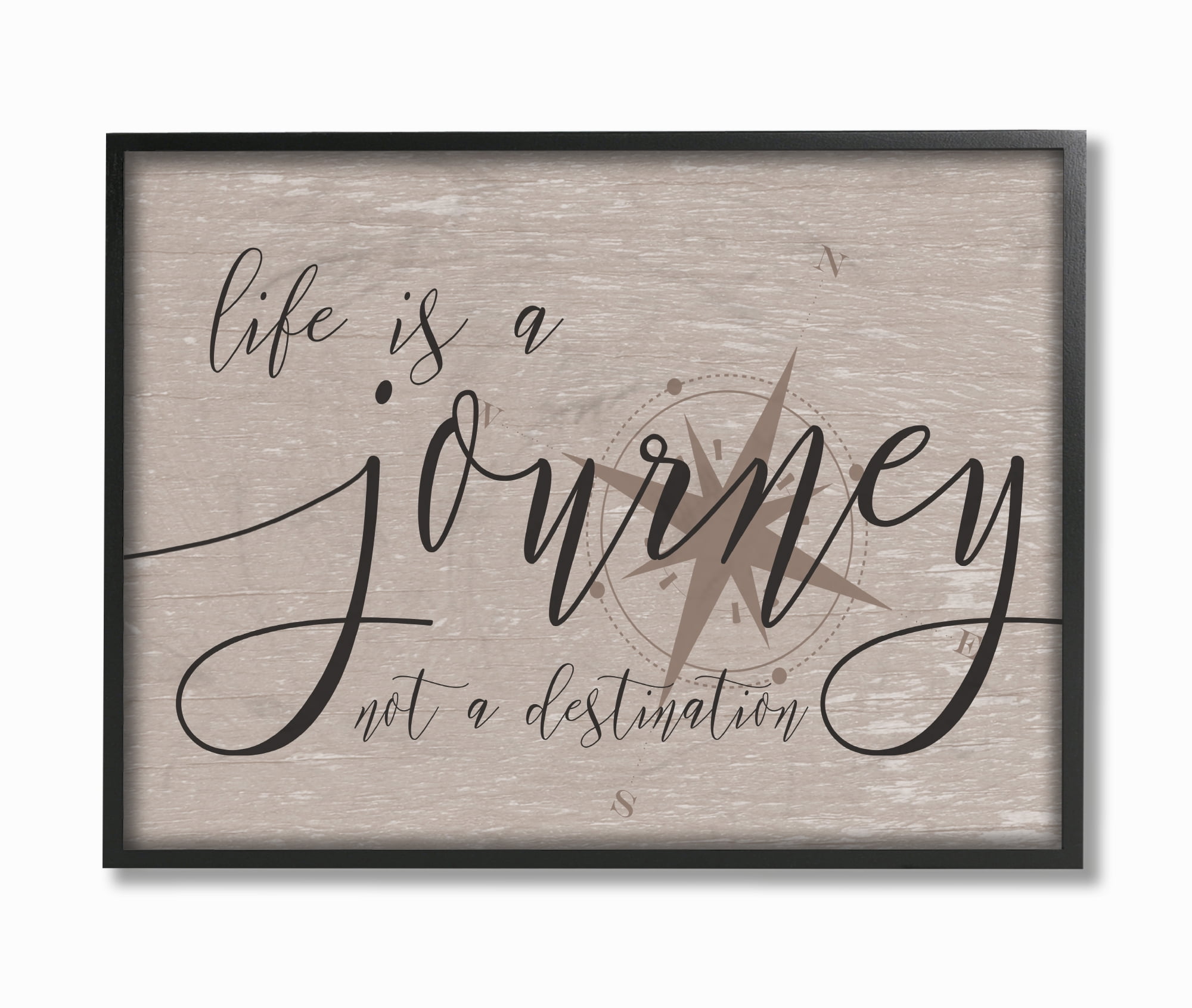 Stupell Industries Life is a Journey Inspirational Painting Black Framed Art Print Wall Art, 11 x 14
