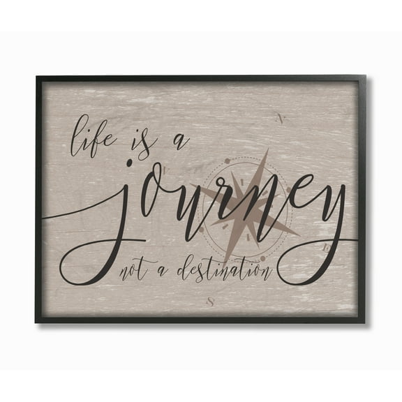Stupell Industries Life is a Journey Inspirational Painting Black Framed Art Print Wall Art, 11 x 14