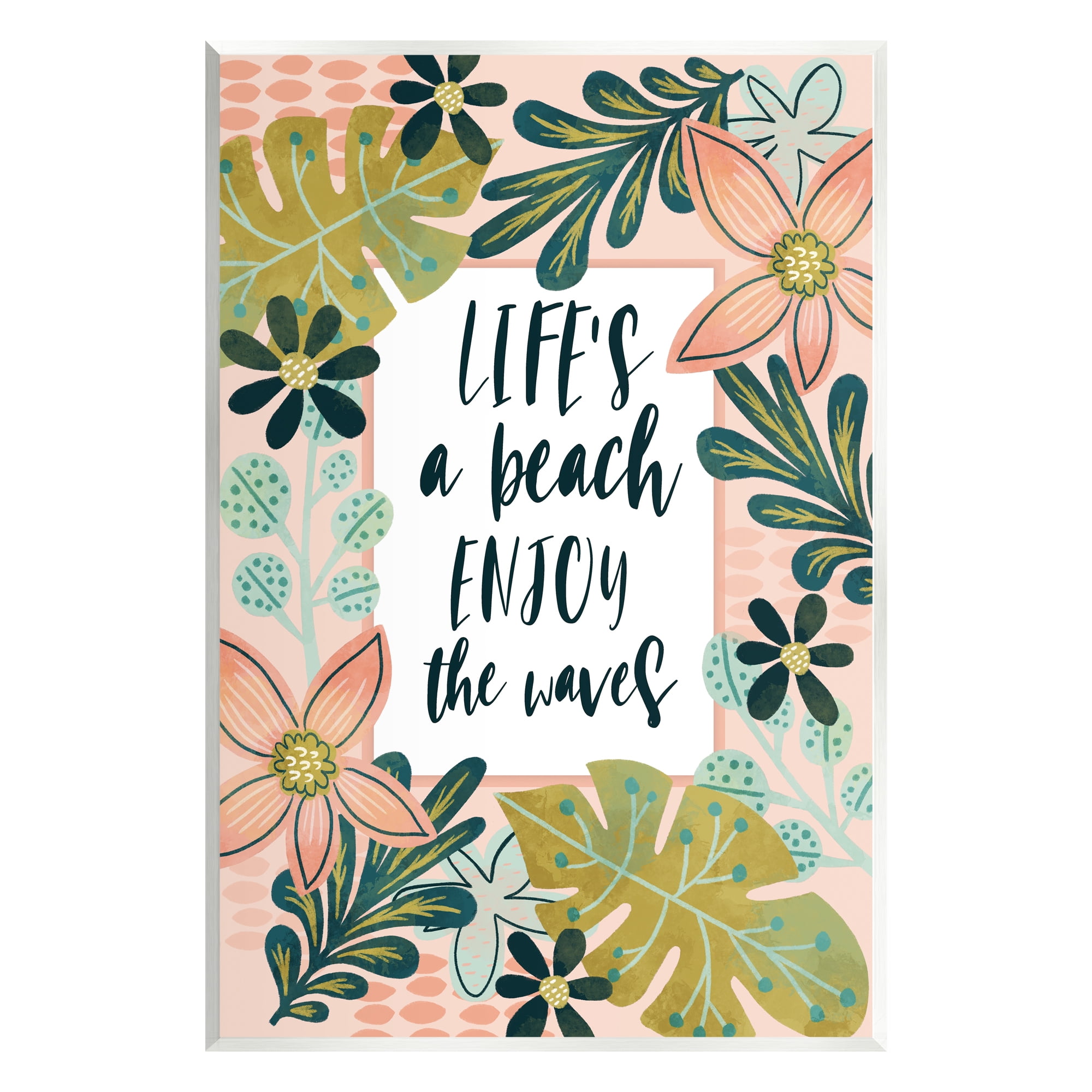 Stupell Industries Life's A Beach Phrase Botanical & Floral Painting Unframed Art Print Wall Art, 10 x 15