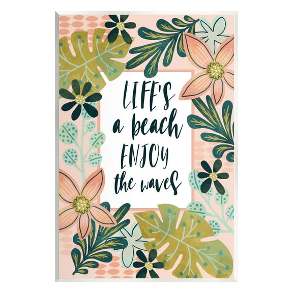 Stupell Industries Life's A Beach Phrase Botanical & Floral Painting Unframed Art Print Wall Art, 10 x 15