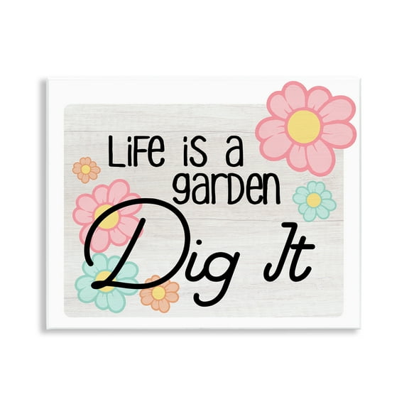 Stupell Industries Life's A Garden Phrase Plants & Flowers Painting Unframed Art Print Wall Art, 14 x 11