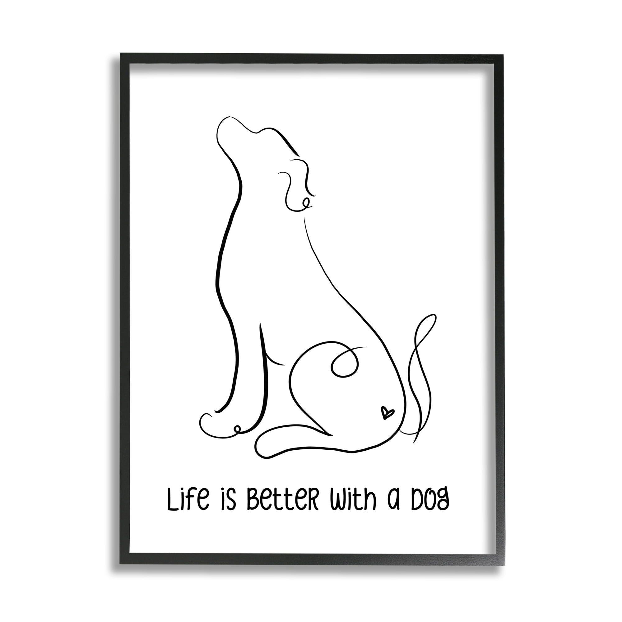Stupell Industries Life's Better With Dog Minimal Pet Line Drawing, 11 x 14, Design by Anna Quach