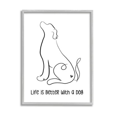 Stupell Industries Life's Better With Dog Minimal Pet Line Drawing, 16 x 20, Design by Anna Quach
