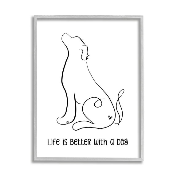Stupell Industries Life's Better With Dog Minimal Pet Line Drawing, 16 x 20, Design by Anna Quach