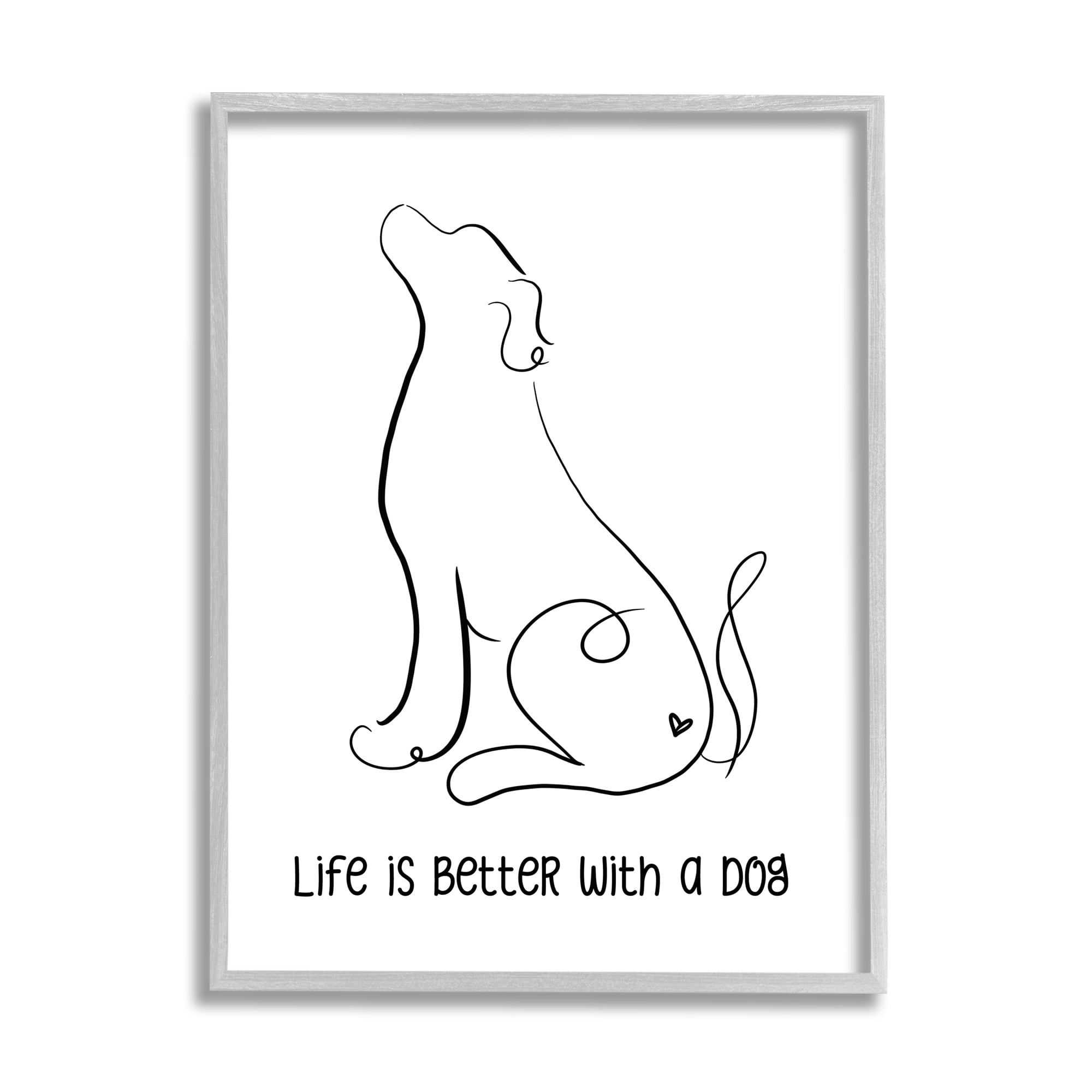 Stupell Industries Life's Better With Dog Minimal Pet Line Drawing, 24 x 30, Design by Anna Quach
