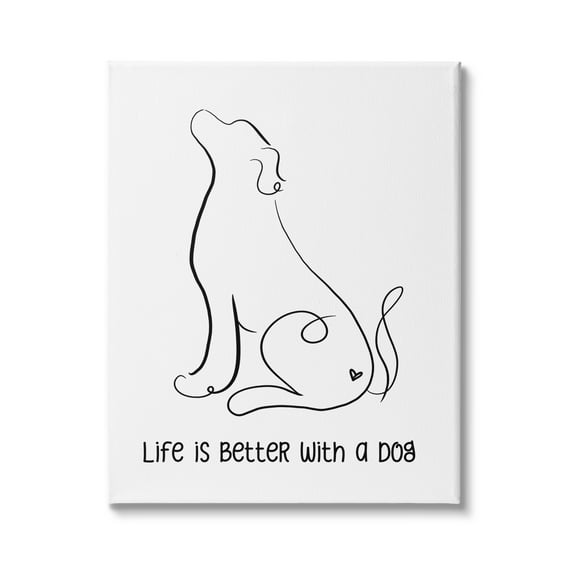Stupell Industries Life's Better With Dog Minimal Pet Line Drawing, 30 x 40, Design by Anna Quach