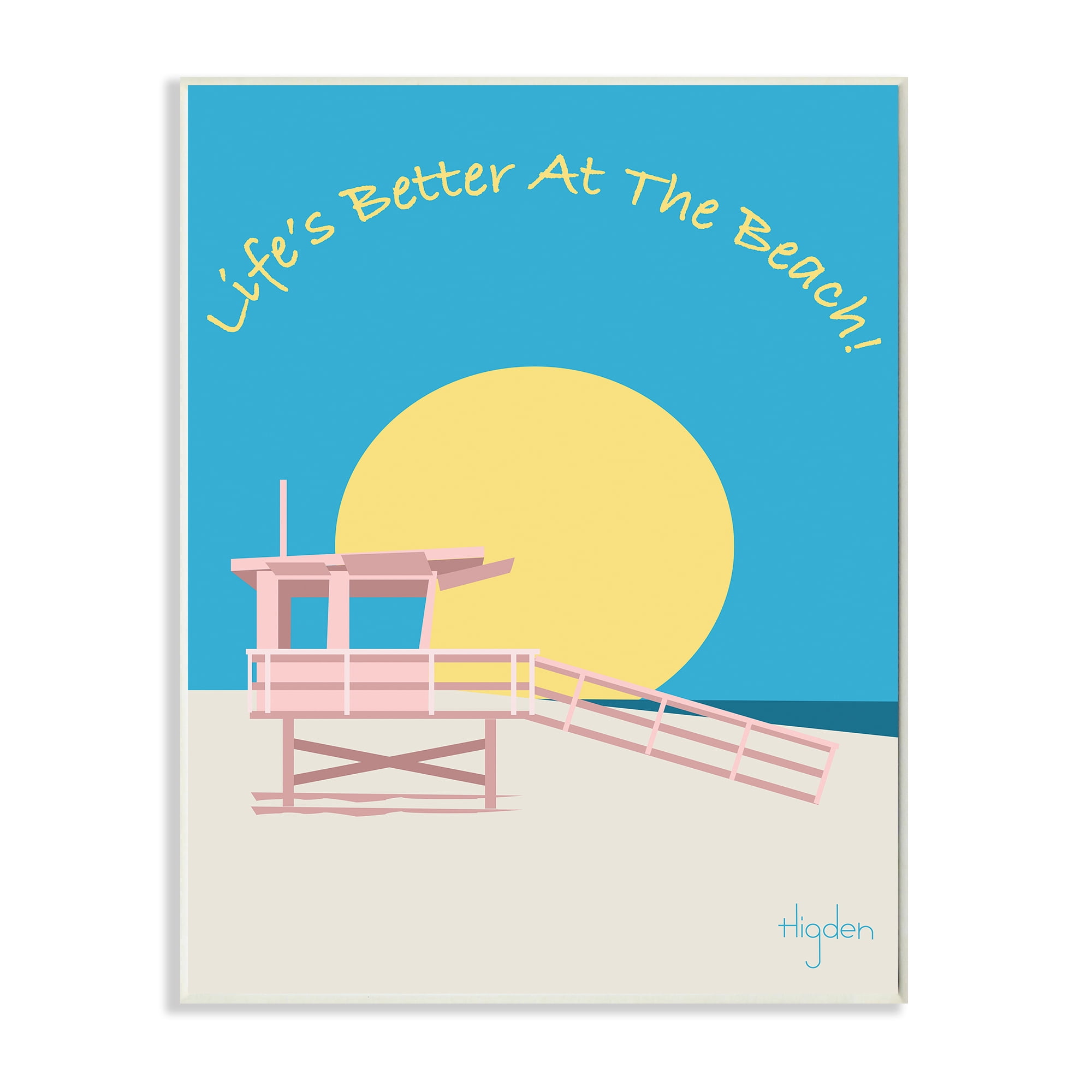 Stupell Industries Life's Better at Beach Phrase Pink Lifeguard Stand Wall Plaque by Mark Higden