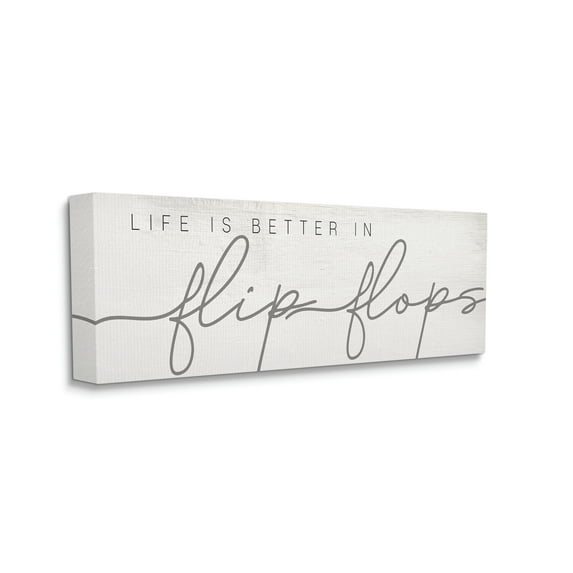 Stupell Industries Life's Better in Flip Flops Nautical Beach Phrase, 10 x 24, Designed by Daphne Polselli