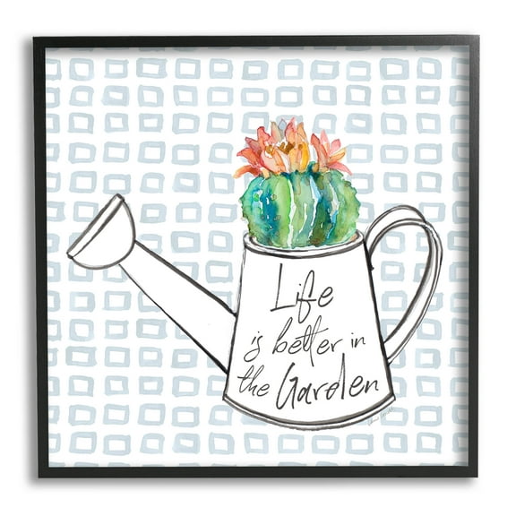 Stupell Industries Life's Better in Garden Phrase Graphic Art Black Framed Art Print Wall Art, Design by Lanie Loreth