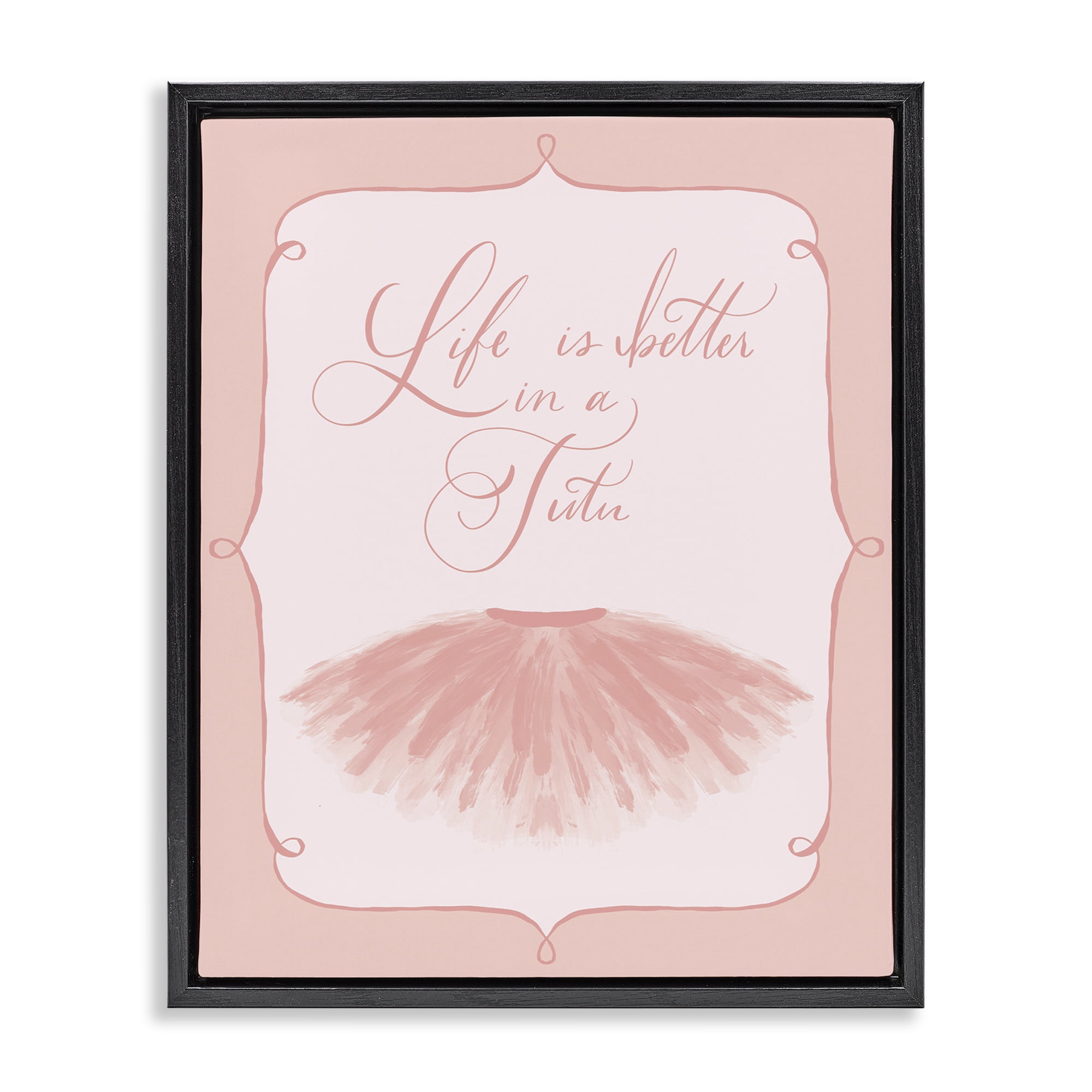 Stupell Industries Life's Better in Tutu Entertainment Painting Black Floater Framed Canvas Art Print Wall Art, 25 x 31