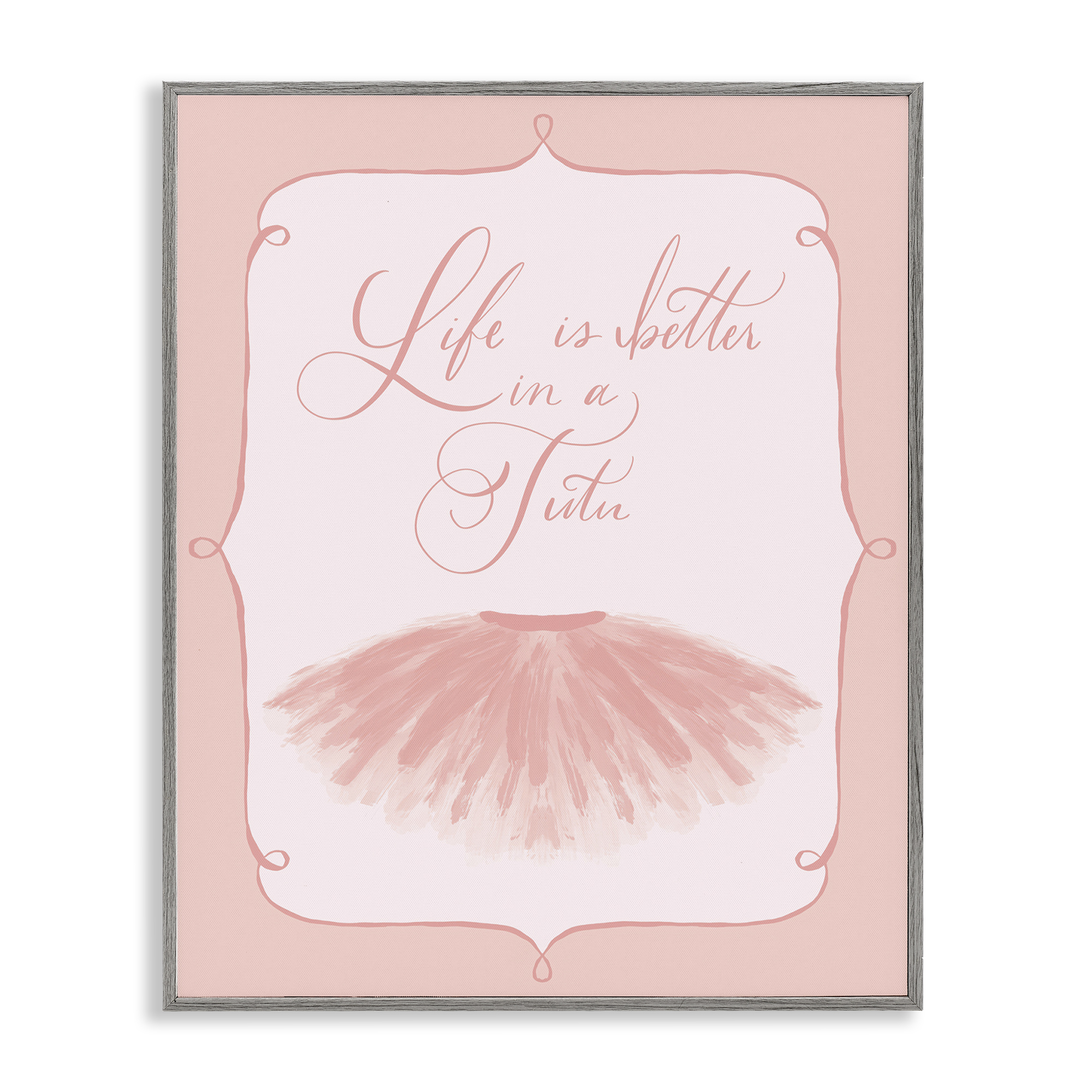Stupell Industries Life's Better in Tutu Entertainment Painting Gray Framed Art Print Wall Art, 16 x 20