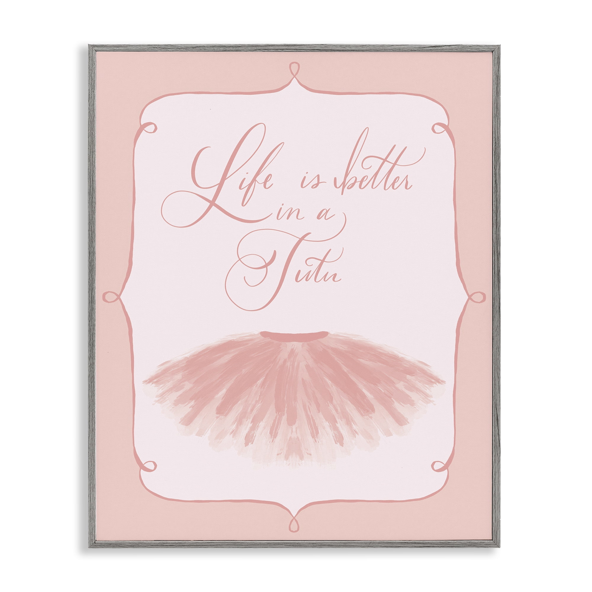 Stupell Industries Life's Better in Tutu Entertainment Painting Gray Framed Art Print Wall Art, 24 x 30