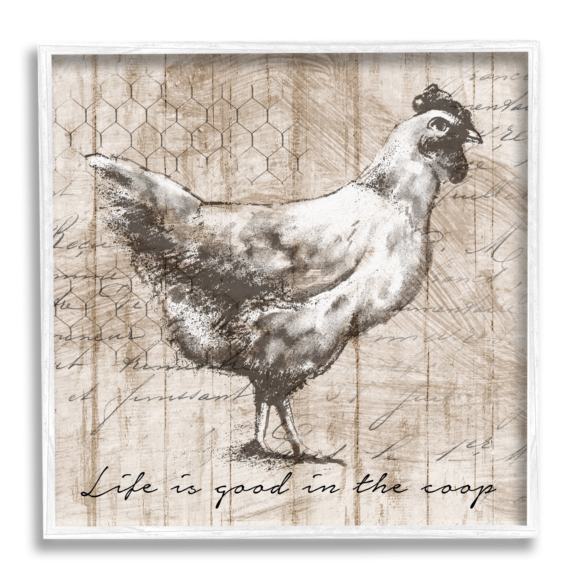 Stupell Industries Life's Good In Coop Vintage Text Farm Chicken , 12 x 12, Design by Conrad Knutsen