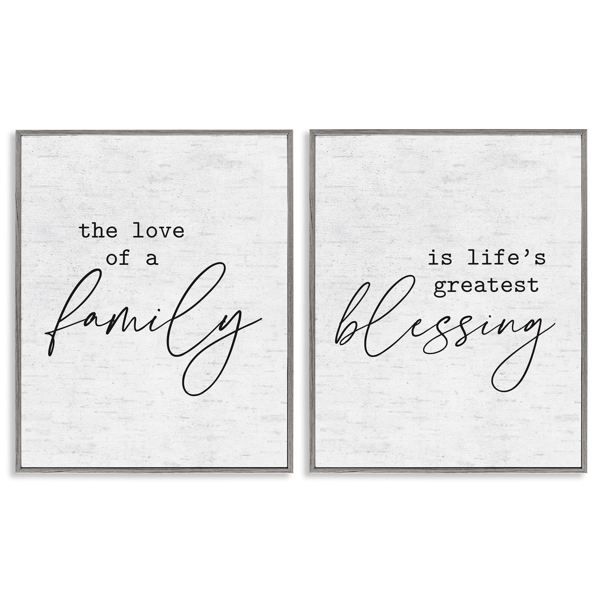 Stupell Industries Life's Greatest Blessing Quote Typography Painting Gray Framed Art Print Wall Art, 24 x 30, Set of 2