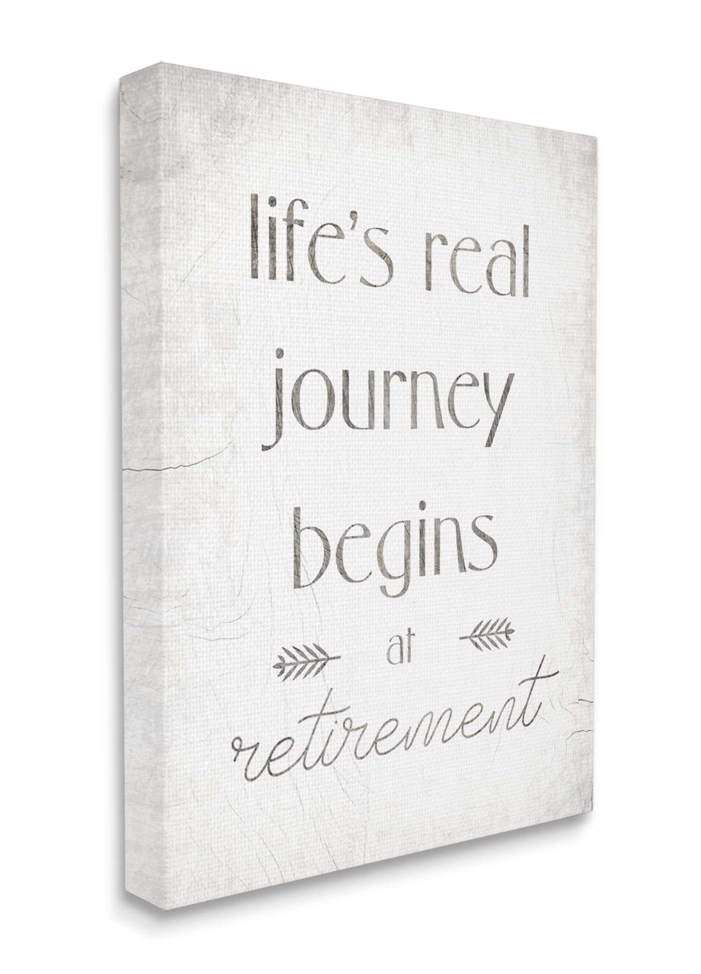 Stupell Industries Life's Journey Begins At Retirement Phrase Self-Care Quote Canvas Wall Art, 30 x 40, Design by Daphne Polselli