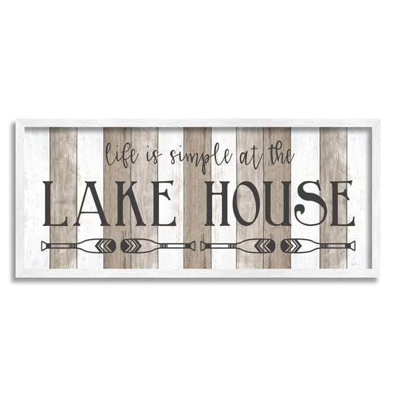 Stupell Industries Life's Simple At Lake House Sign Rustic Pattern, 30 x 13, Design by Natalie Carpentieri