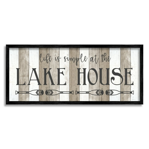 Stupell Industries Life's Simple At Lake House Sign Rustic Pattern, 30 x 13, Design by Natalie Carpentieri