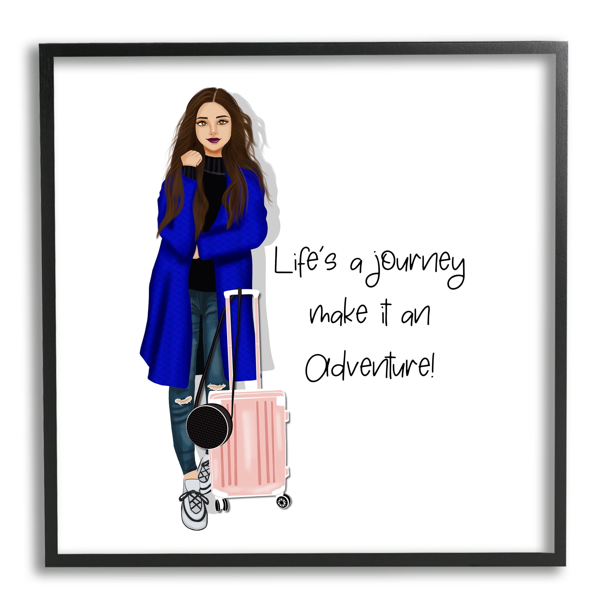 Stupell Industries Life's a Journey Phrase Inspirational Painting Black Framed Art Print Wall Art, 17 x 17