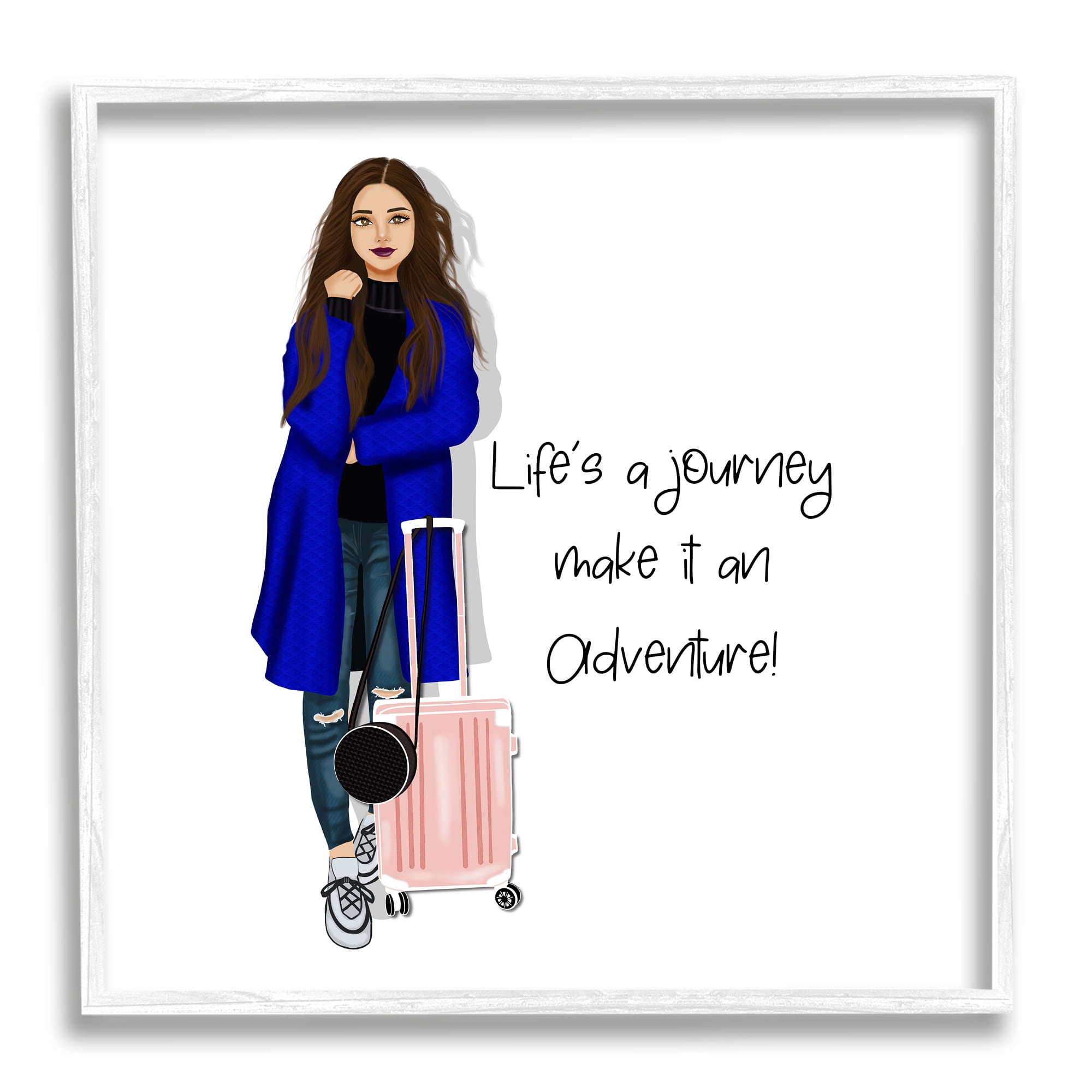 Stupell Industries Life's a Journey Phrase Inspirational Painting White Framed Art Print Wall Art, 12 x 12