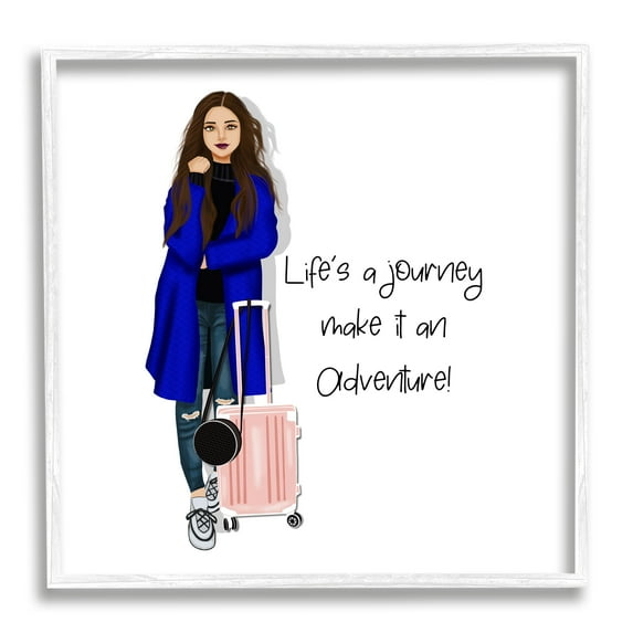 Stupell Industries Life's a Journey Phrase Inspirational Painting White Framed Art Print Wall Art, 24 x 24