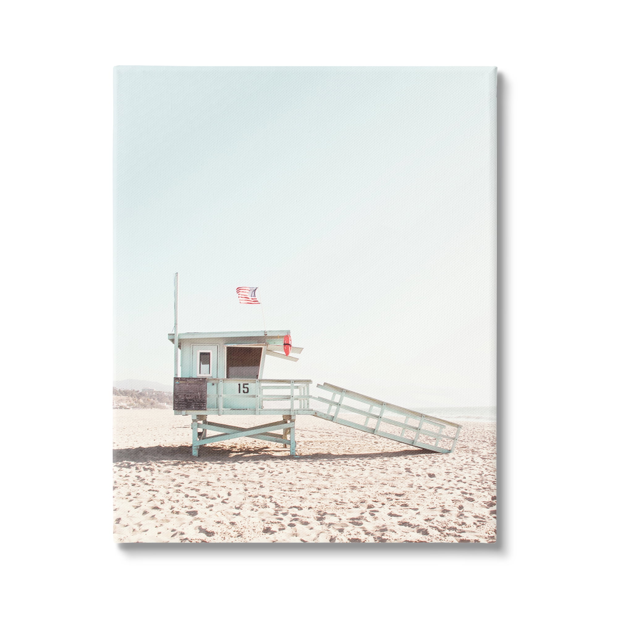 Stupell Industries Lifeguard Hut Photography Nature Photography Gallery Wrapped Canvas Print Wall Art, 30 x 40