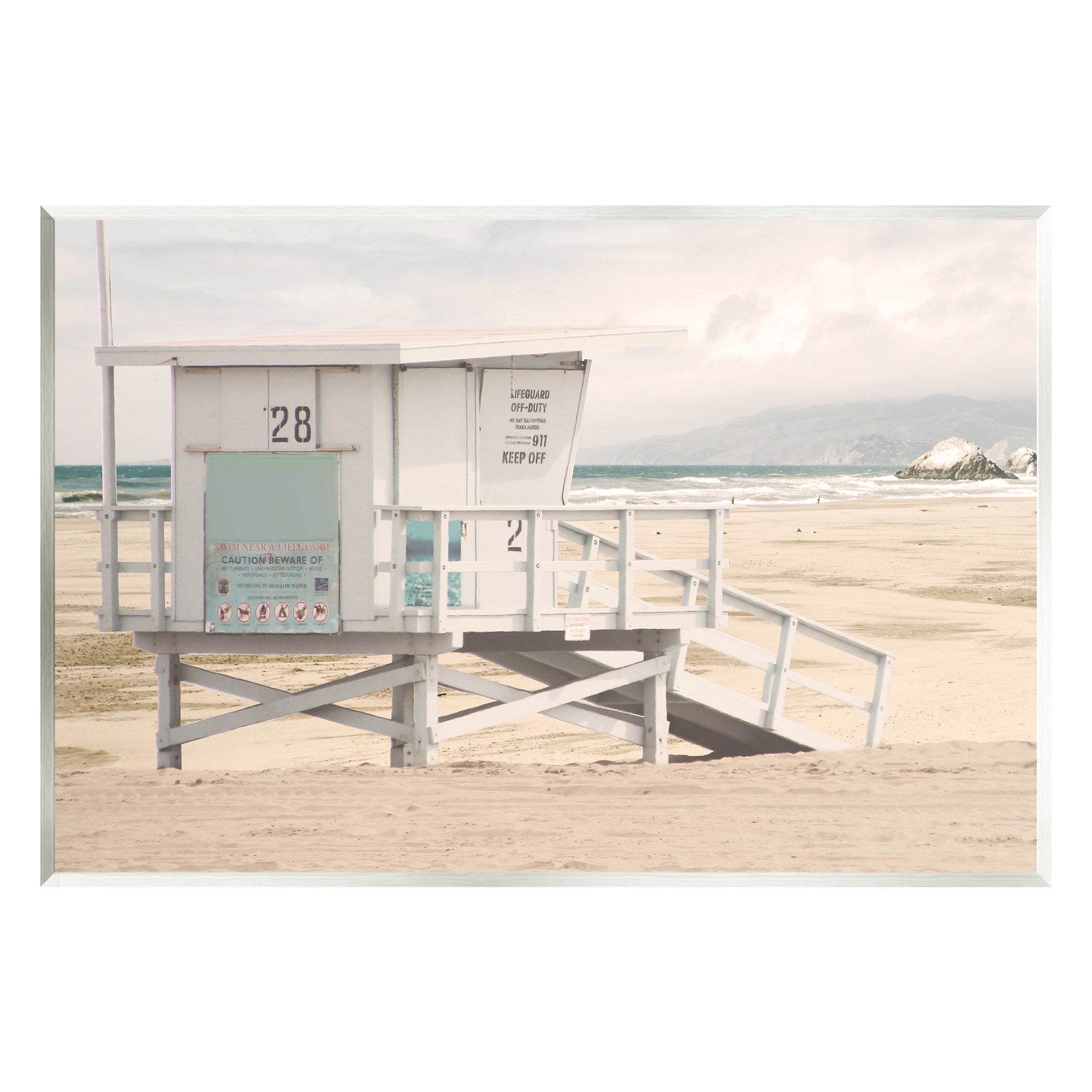 Stupell Industries Lifeguard Hut on Beach Landscape Photography Unframed Art Print Wall Art, 19 x 13