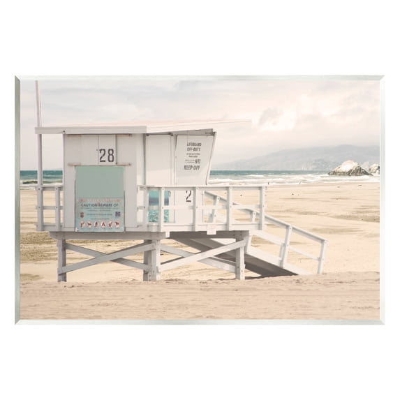 Stupell Industries Lifeguard Hut on Beach Landscape Photography Unframed Art Print Wall Art, 19 x 13