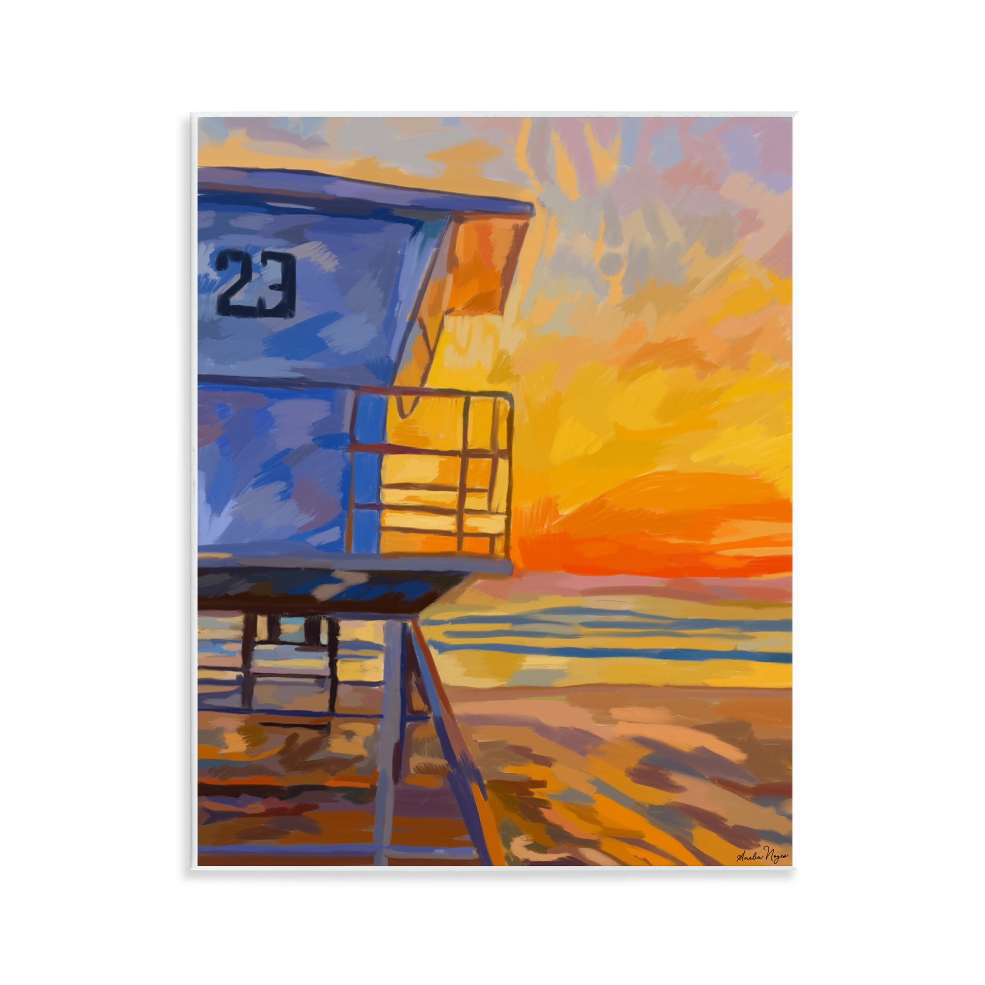Stupell Industries Lifeguard Stand Sunset Wall Plaque Art, design by Amelia Noyes