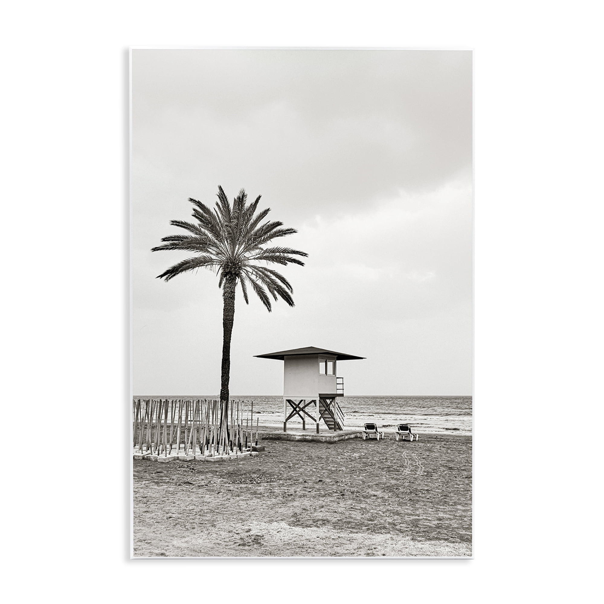 Stupell Industries Lifeguard Tower & Palm Landscape & Nature Photography Unframed Art Print Wall Art, 10 x 15