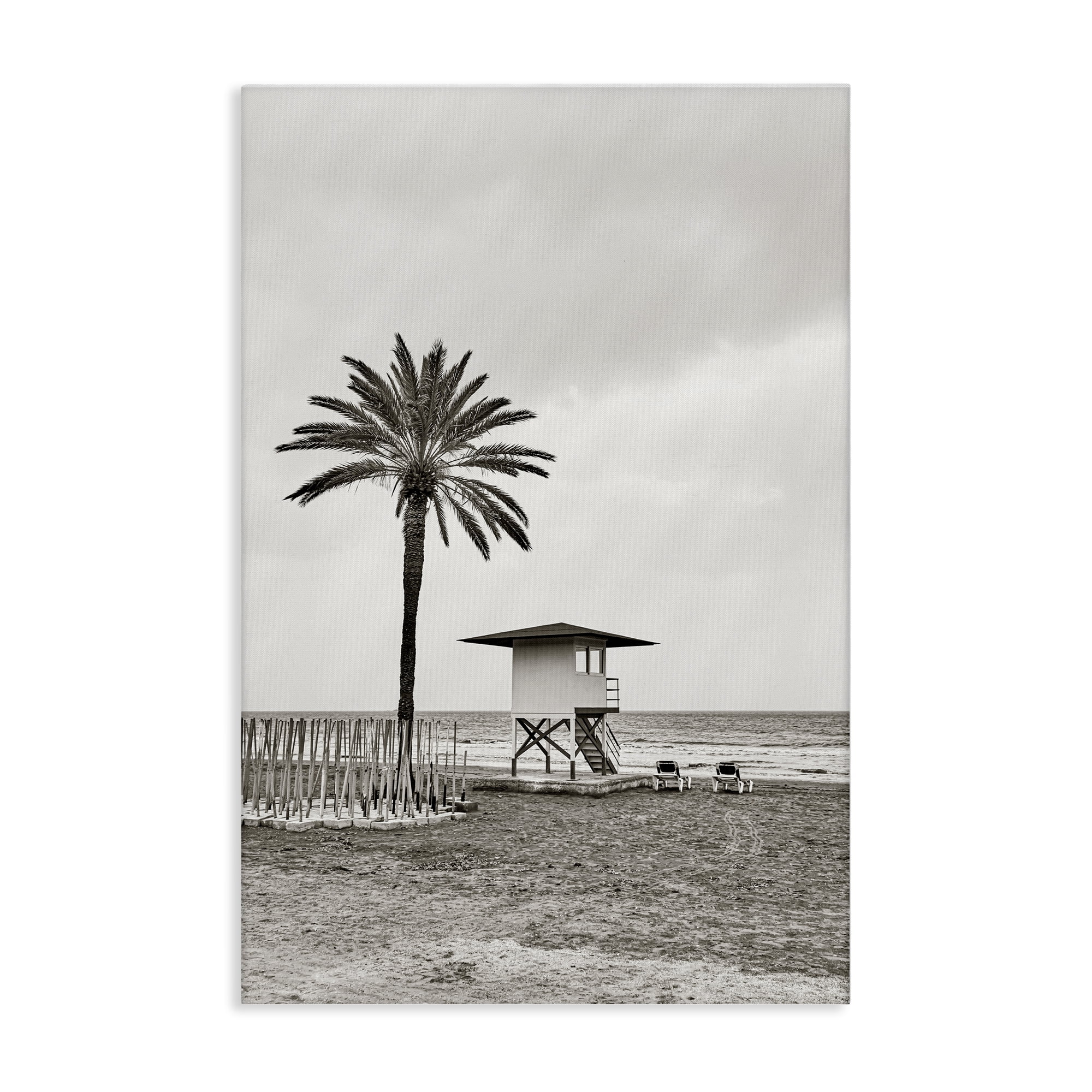 Stupell Industries Lifeguard Tower & Palm Landscape & Nature Photography Wrapped Canvas Art Print Wall Art, 30 x 45