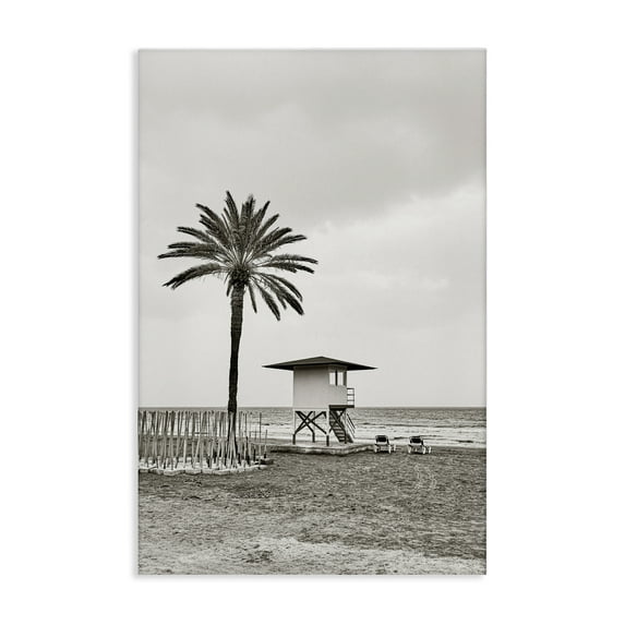 Stupell Industries Lifeguard Tower & Palm Landscape & Nature Photography Wrapped Canvas Art Print Wall Art, 30 x 45