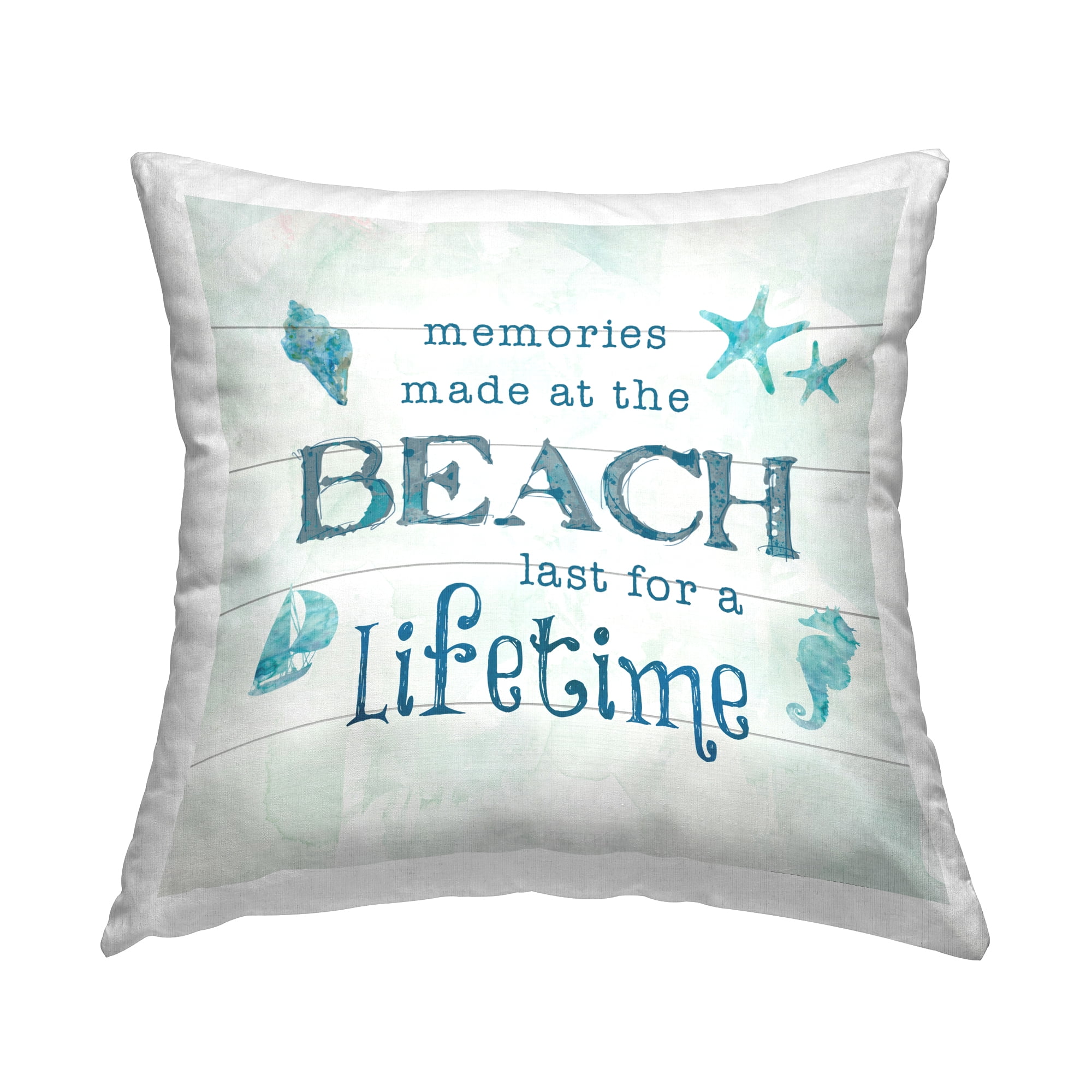Stupell Industries Lifetime Beach Memories Decorative Printed Throw Pillow Design by Carol Robinson.