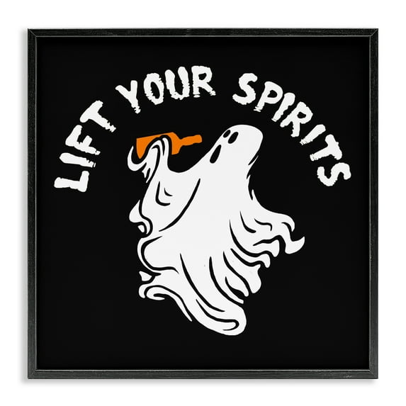 Stupell Industries Lift Your Spirits Ghost Black Framed Giclee Art design by Jedco Brands, Inc., 12 x 12