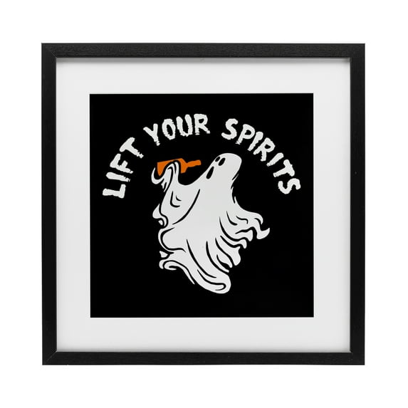Stupell Industries Lift Your Spirits Ghost Black Framed Print Under Glass design by Jedco Brands, Inc., 13 x 13