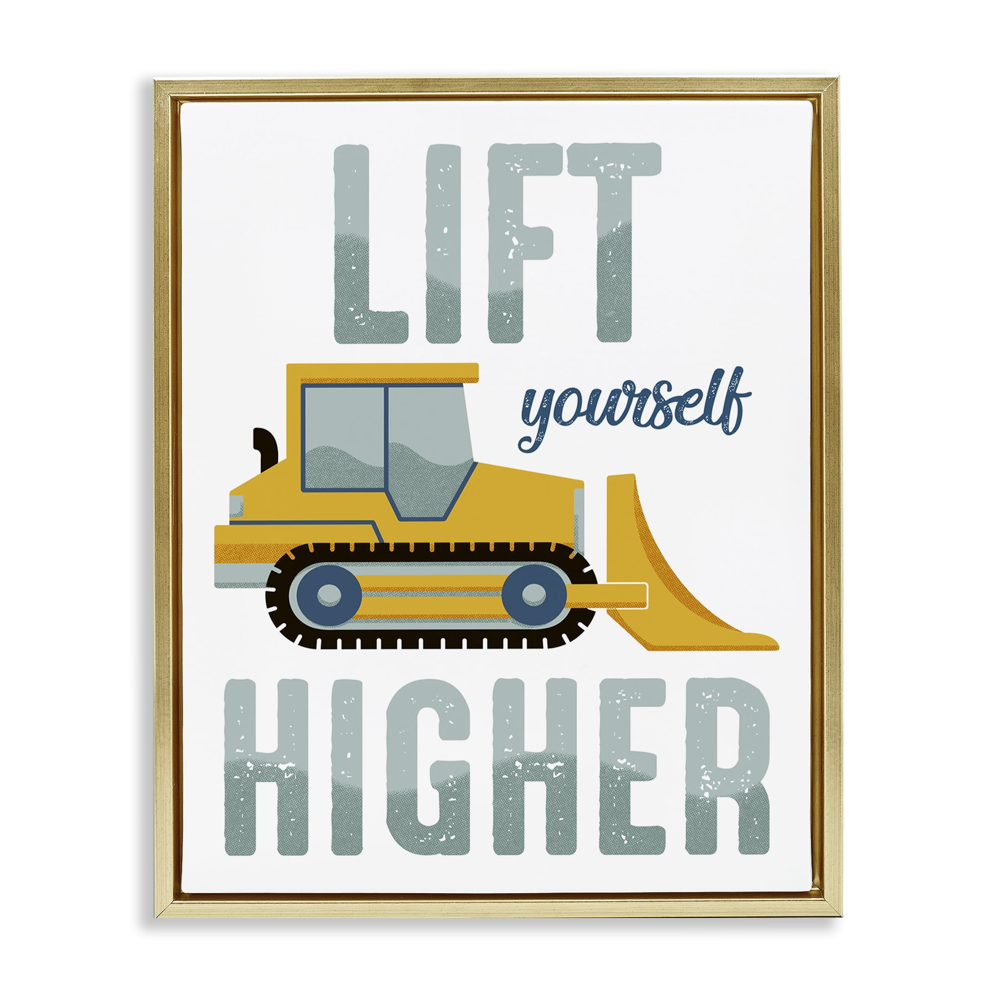 Stupell Industries Lift Yourself Higher Phrase Transportation Painting Gold Floater Framed Canvas Art Print Wall Art, 17 x 21