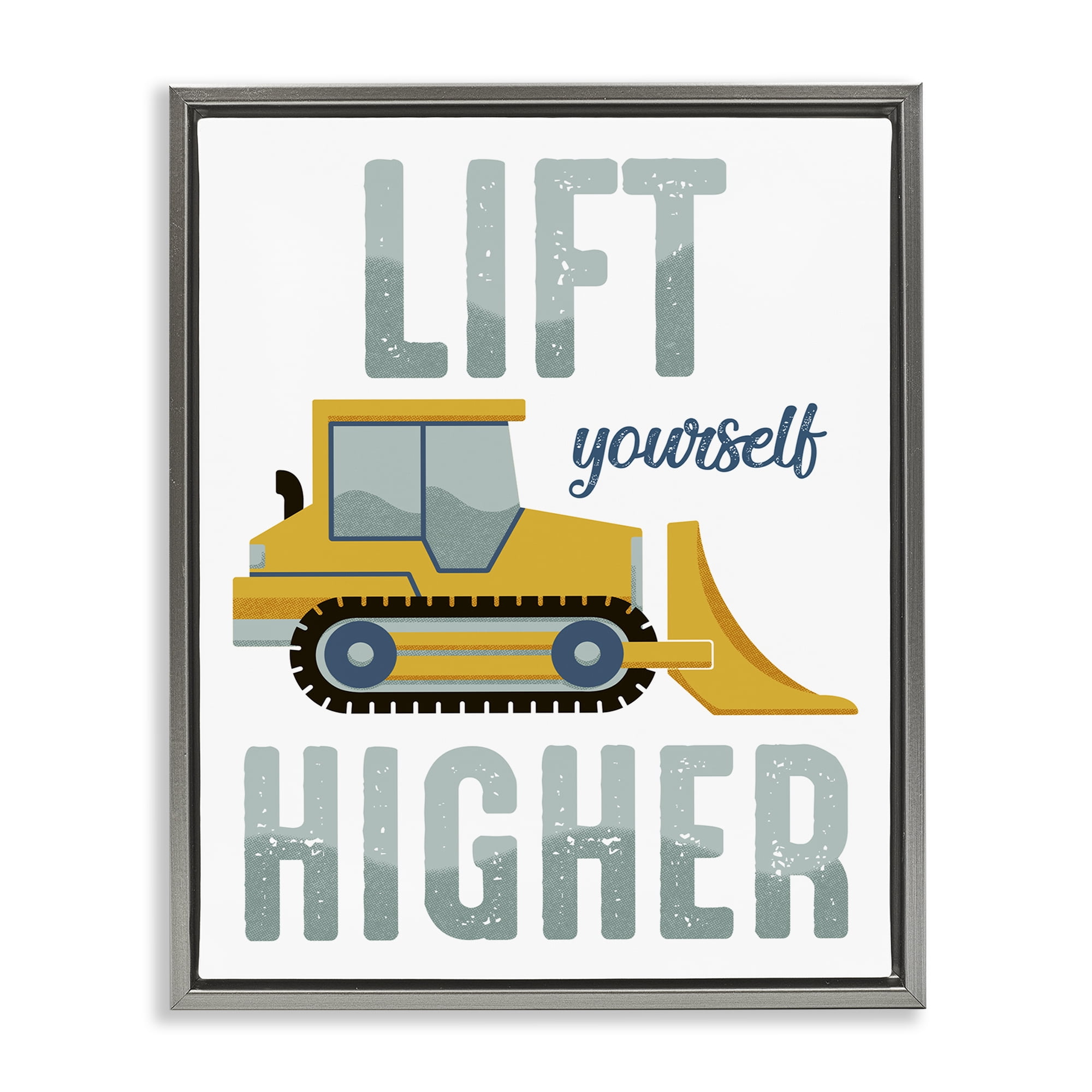 Stupell Industries Lift Yourself Higher Phrase Transportation Painting Gray Floater Framed Canvas Art Print Wall Art, 17 x 21