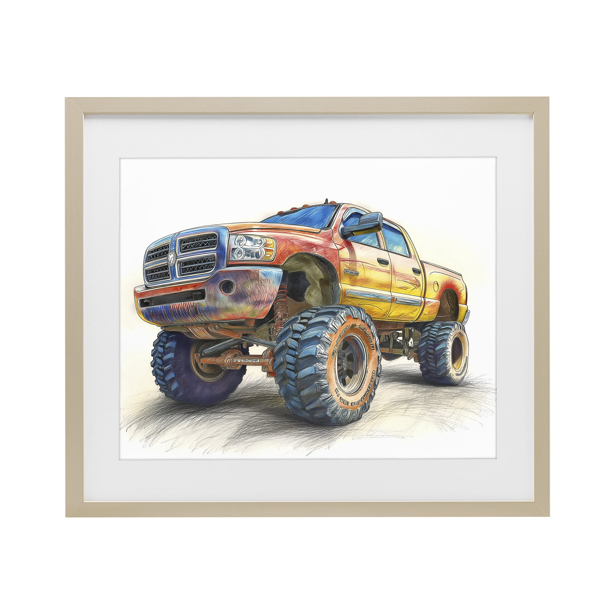 Stupell Industries Lifted Offroad Truck Birch Framed Print Under Glass, design by Steve Hunziker