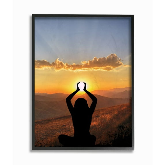 Stupell Industries Lifting The Sun Landscape Photograph Black Framed Art Print Wall Art, 16x20, by Marcus Prime