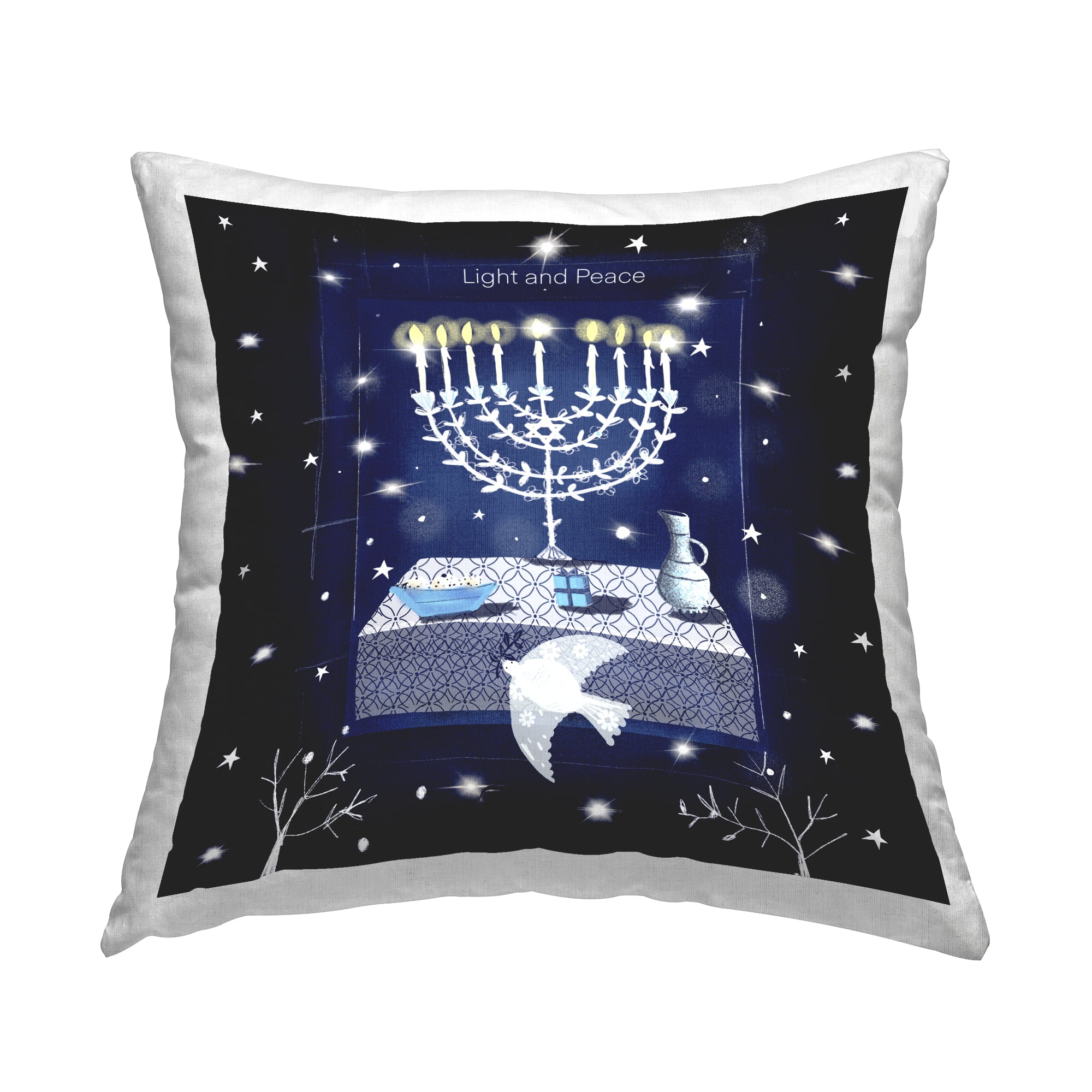 Stupell Industries Light And Peace Hanukkah Menorah Printed Throw Pillow Design by Susse Linton