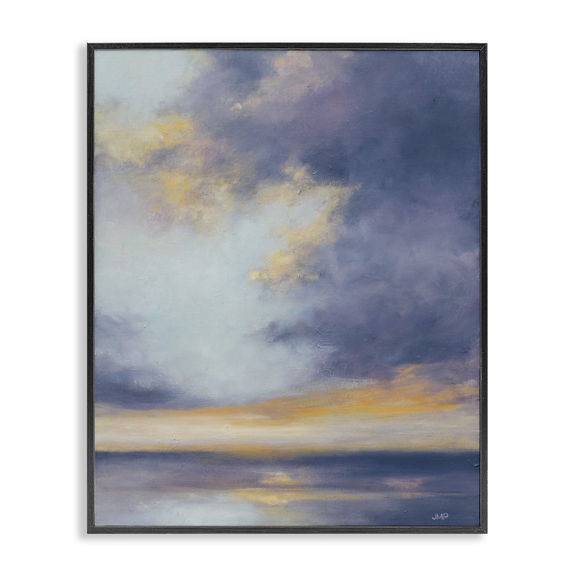 Stupell Industries Light Of Dawn Seascape Landscape Painting Black Framed Art Print Wall Art, 24 x 30